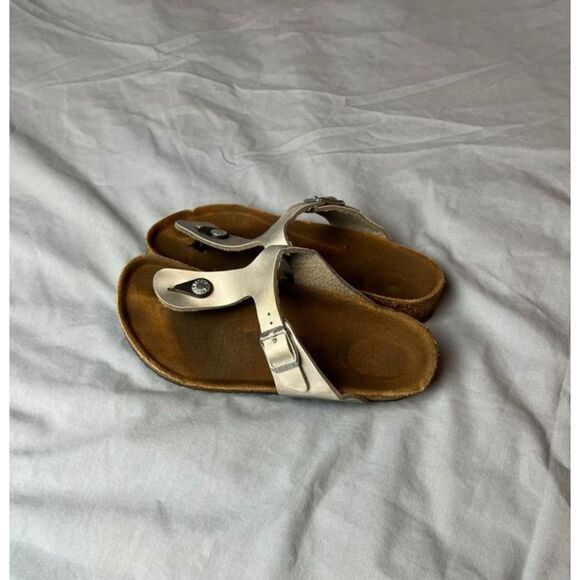 BIRKENSTOCK Gizeh Birko-Flor Silver Thong Sandals Size EU 36 US 5.5 - Picture 4 of 9